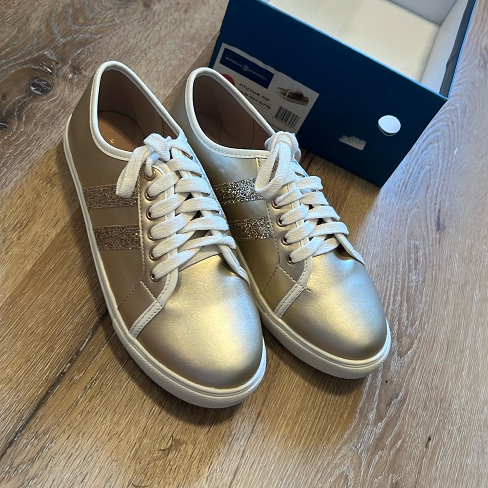 Michelle McDowell Shoes Gold Glitter Size 7 New